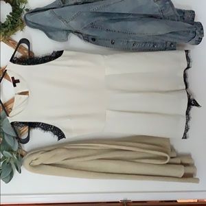 White with black lace romper